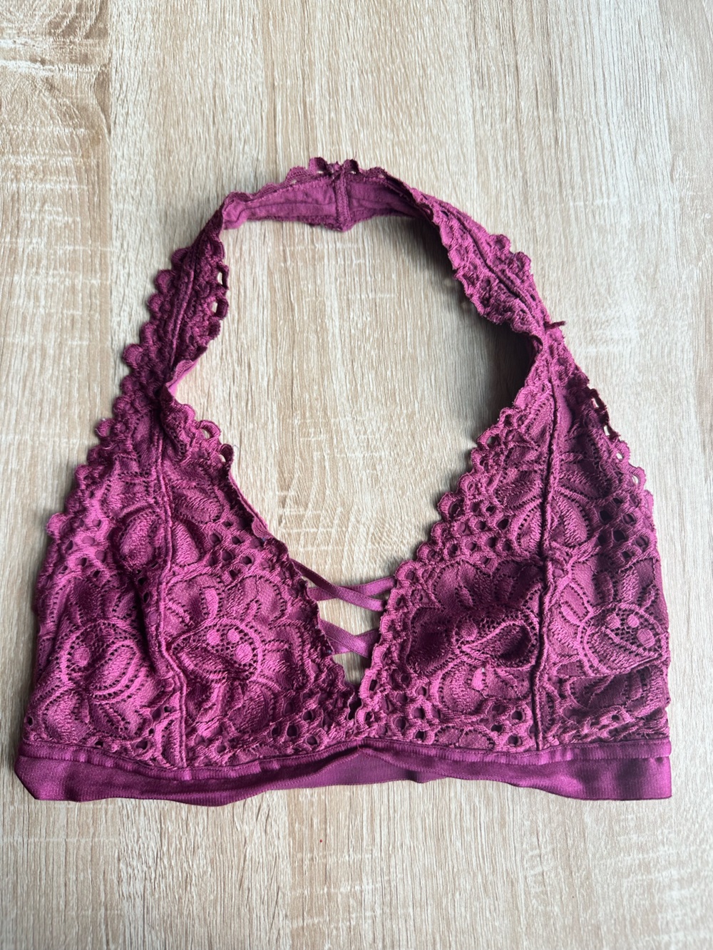 Aeropostale Lace Halter Bralette in Berry